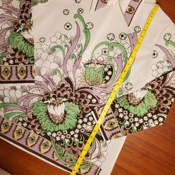 VINTAGE  Green Floral top medium - Picture 9 of 9